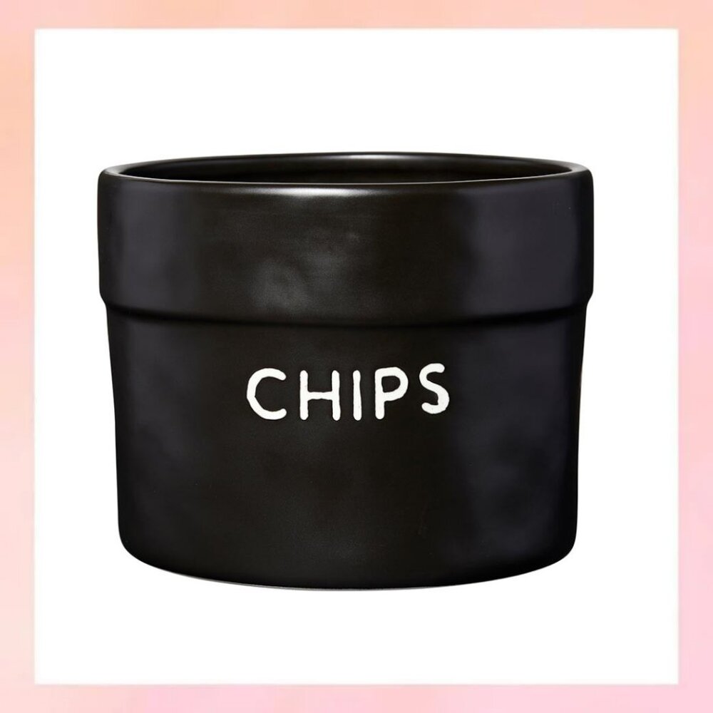 Modern Farmhouse Ceramic "CHIPS" Serving Bowl |Black Stone Ware 7.25"
